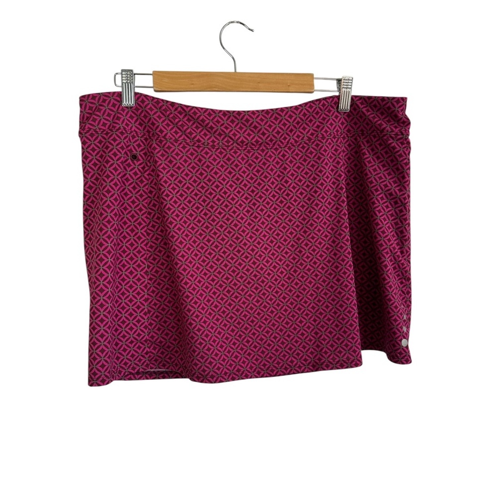 LL Bean Athletic Skort Large Pink Multicolor Print Skirt 50+ UPF Size XL